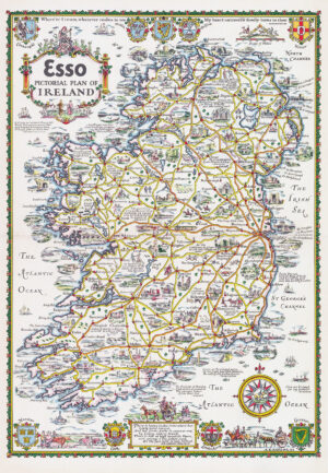 1934 Original Vintage map ESSO PICTORIAL PLAN OF IRELAND by Alfred Taylor