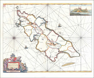 1790 SEA CHART Map around ISLE OF MAN Peel Castle by Greenvile Collins (GC4)