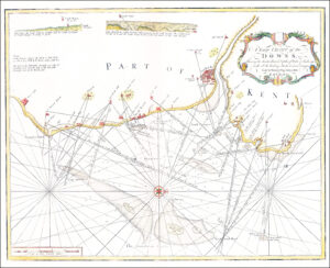 1790 SEA CHART Map Kent DOWNS Ramsgate Deal Sandwich by Greenvile Collins (GC5)